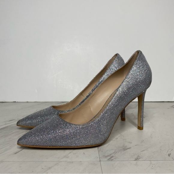 Stuart Weitzman Leigh 75 Sliver Sparkle Pump 9B - Picture 14 of 14